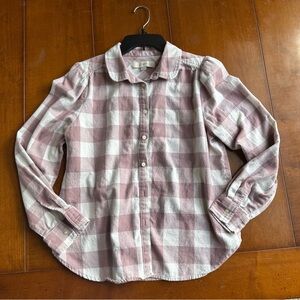 Loft Pink and White Plaid Button Down - medium- 100% cotton